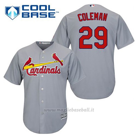 Maglia Baseball Uomo St. Louis Cardinals Vince Coleman 29 Grigio Cool Base